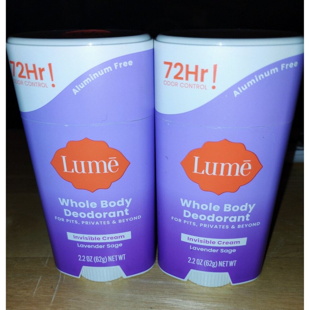 Lume Whole Body Deodorant - Invisible cream Lavender Sage bundle of 2